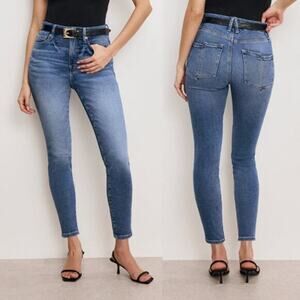 Good American Good Waist Cropped High Rise Skinny Jeans Indigo 326 Size 2 / 26